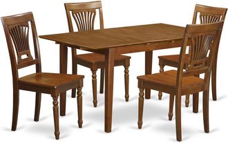 East West Furniture 5 PC Kitchen dinette set Table with Leaf and 4 Kitchen Dining Chairs