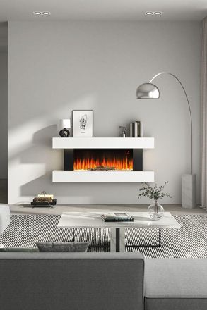 Living and Home WiFi Contemporary Wall Mounted/Freestanding Fireplace Mantel for Living Room in White