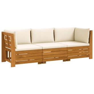 vidaXL 3 Pz Set Di Divani Da Esterno Legno Di Acacia Massello Marrone Vidaxl