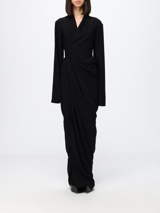 Rick Owens Asymmetrical Draped V-Neck Long Evening Gown