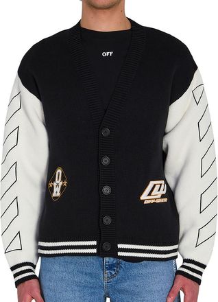 Off-white Black V Neck Varsity Cardigan