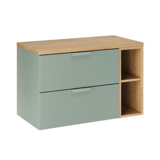 Petits Meubles Mueble bajo lavabo 80cm 2 huecos mate paneles laminados verde