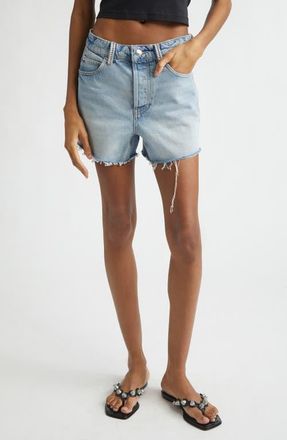 Alexander Wang Crystal Belt Loop Relaxed Fit Cutoffs in Vintage Bleach Blue at Nordstrom, Size 31