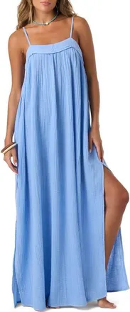 O'Neill Sai Saltwater Solids Cover-Up Cotton Maxi Dress in Blue Glass at Nordstrom, Size Xx-Large