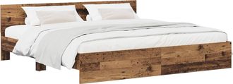 vidaXL Estructura De Cama Con Cabecero Madera Envejecida 200 X 200 Cm Vidaxl
