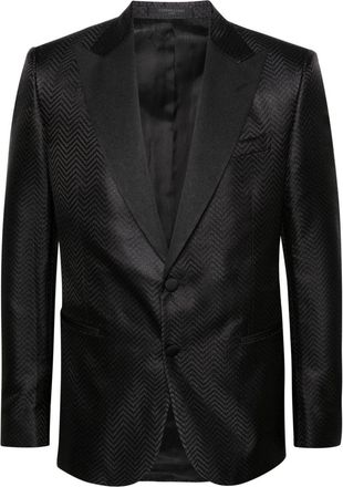 Corneliani single-breasted silk blazer - men - Silk/Viscose/Cupro - 52 - Black