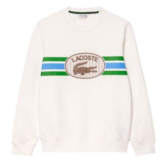 Lacoste Heren Fleece Sweatshirt met grafische print (Cr&egrave;me)