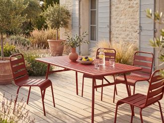 Vente-Unique Tavolo da giardino L.160 cm Metallo Rosso - MIRMANDE di MYLIA