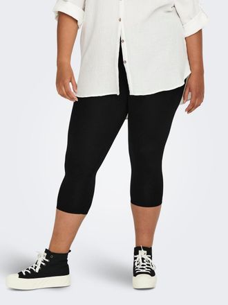 Only Carmakoma Caprileggings ONLY CARMAKOMA CARTIME LIFE CALF LEGGINGS JRS, Damen, Gr. L (50/52), N-Gr, schwarz, Jersey, Obermaterial: 95% Baumwolle, 5% Elasthan, un