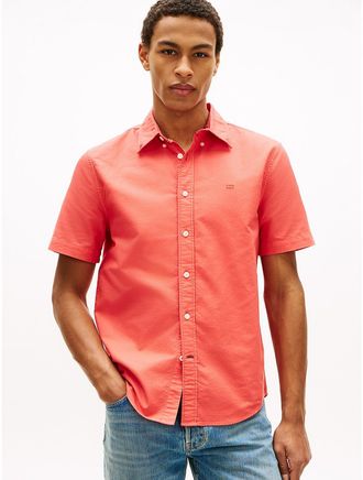 Tommy Hilfiger Mens Regular Fit Garment-Dyed Oxford Shirt - Red - XXL