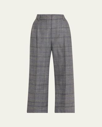 パンツ BRUNELLO CUCINELLI FW25 Wool pants (M0W07P9002 C4078) BRUNELLO CUCINELLI Striped pleated wool-blend wide-leg pants