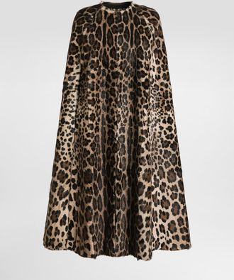 Dolce & Gabbana Leo Kid Leather Cape - Woman Coats And Jackets Animal Print 38