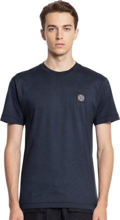 Stone Island Dark Blue Logo Crew Neck T-Shirt