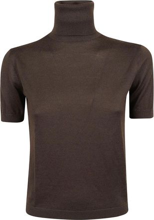 Ralph Lauren Turtleneck Pullover met korte mouwen - Dames - Coltruien - Bruin - XS - Truien & Vesten