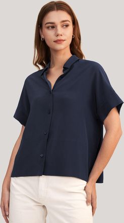 LilySilk Casual Short Sleeves Loose Silk Shirt for Women