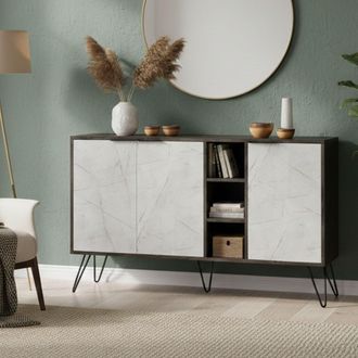 Dmora Aparador Arlene, 4 Estantes, 7 Espacios, 3 Puertas, 142x36x83h Cm Beige