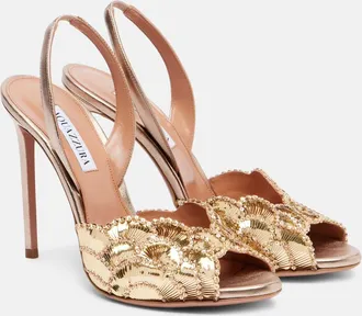 Aquazzura Sandali slingback Ce Soir 105 in pelle metallizzata