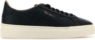 Santoni Navy Blue Leather Sneakers