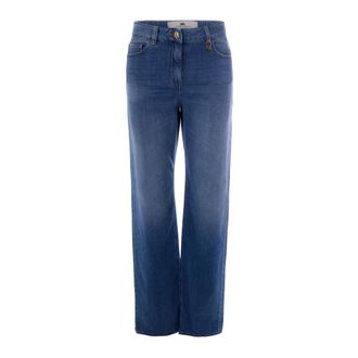 Elisabetta Franchi Flared Jeans, female, Blue, Size: W26 Flared Jeans