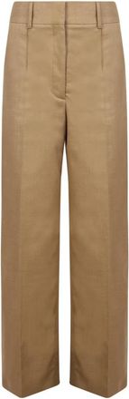 Burberry Beige Wide-Leg Tailored Broeken - Dames - Wijde Broeken - Beige - 2XS - Wol - Broeken