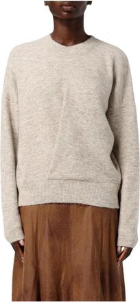 Isabel Marant Round-neck Knitwear, female, Beige, 3XS, Wool Blend Knit Jumper