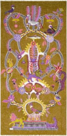 Inouï Editions Accessoires, Dames, Bruin, ONE Size, Wol, Diego Sjaal met Patroon