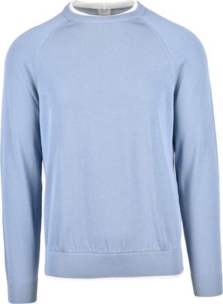 Eleventy Light Blue Men Cotton Crew Neck Sweater