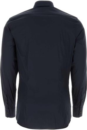 Prada Mens Stretch Poplin Shirt Blue