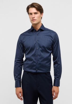 Eterna Langarmhemd ETERNA SLIM FIT, Herren, Gr. 40, Normalgr&ouml;ssen, blau (navy), Satin, 100% Baumwolle, schmal, Manschette, Hemden Langarmhemd, NON IRON (b&uuml;ge