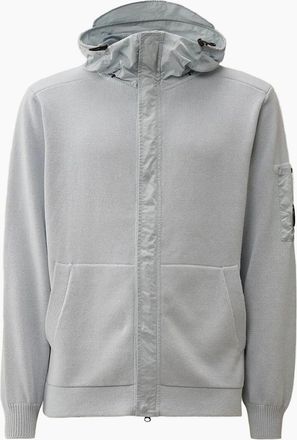 C.P. Company Mens Cotton Mixed Hooded Lens Knit - Blue - Size: 42