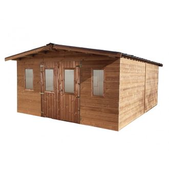 Foresta Caseta De Jard&iacute;n De Madera Tratada T&eacute;rmicamente, 380x480 Cm - Espesor De Pared 26 Mm - Techo De Acero Galvanizado - Ventanas De Acr&iacute;lico - Thy4050 For