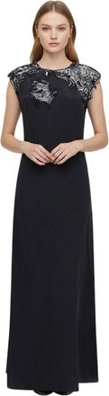 Ferragamo Black Crew Neck Full Length Dress
