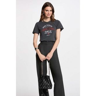 Morgan T-shirt met ronde hals en korte mouwen, bedrukt vooraan