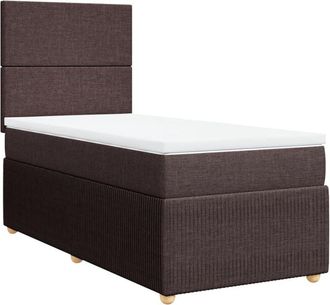 vidaXL Cama Box Spring Con Colch&oacute;n Tela Marr&oacute;n Oscuro 90x190 Cm Vidaxl