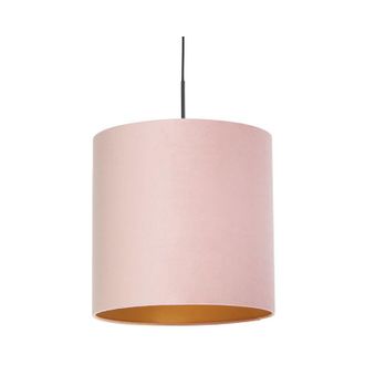 QAZQA Pendant Light with Velvet Shade Pink with Gold 40 cm - Combi