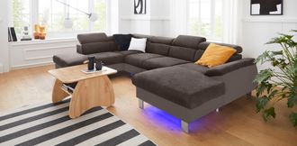 Cotta Wohnlandschaft »Komaris U-Form, B: 320 cm« mit Kopfteilverstellung, optional Bettfunktion, Bettkasten & Licht