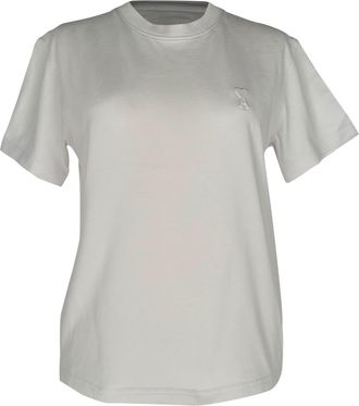 Ami Logo-Embossed T-Shirt in White Cotton