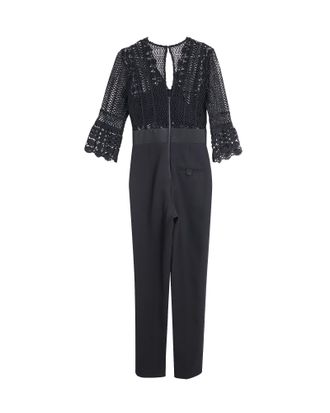 Self Portrait Guipure Lace Eliza Jumpsuit in Black Polyester