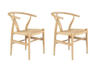 VENTE-UNIQUE.COM Set de 2 sillas madera color natural claro