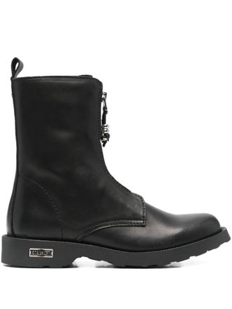 Cult zip-up leather boots - women - Calf Leather/Calf Leather/Fabric - 40 - Black