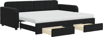vidaXL Vidaxl - Sof&aacute; Cama Nido Con Cajones Terciopelo Negro 90x200 Cm