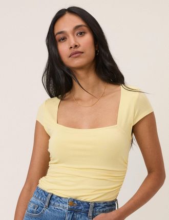 Nobody's Child Butter Yellow Square Neck Top