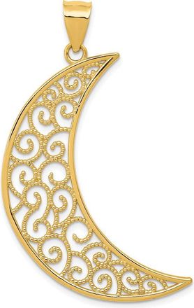 Diamond2Deal 14k Yellow Gold Filigree Moon Pendant