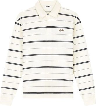 Olaf Hussein Polo a Maniche Lunghe Signature a Righe - - Tops - Uomo - Bianco - M
