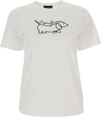 Emporio Armani Licht Wit T-shirt - Dames - T-shirts - Beige - XS - Katoen - Tops