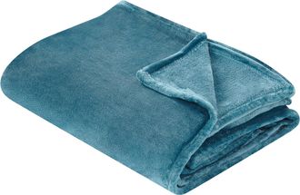 Beliani Beliani - Manta Azul 200 X 220 Cm Poli&eacute;ster Colcha Cubrecama Suave Moderno Bayburt