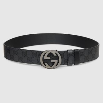 Gucci Reversible Belt With Interlocking G Buckle, Size Gucci 100, Black, Leather