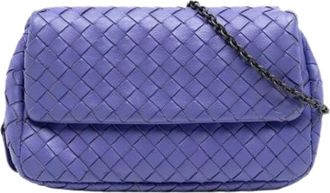 Bottega Veneta Pre-owned Geweven Leren Crossbody Tas - Dames - Vintage Schoudertas - Paars - ONE Size - Leer - Vintage