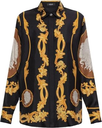 Versace Cameo Silk Button Down Shirt, Brand Size 38 ( US Size 2 )