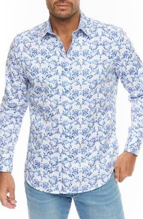 Robert Graham Faded Floral Button-Up Shirt in Blue at Nordstrom Rack, Size Xxx-Large